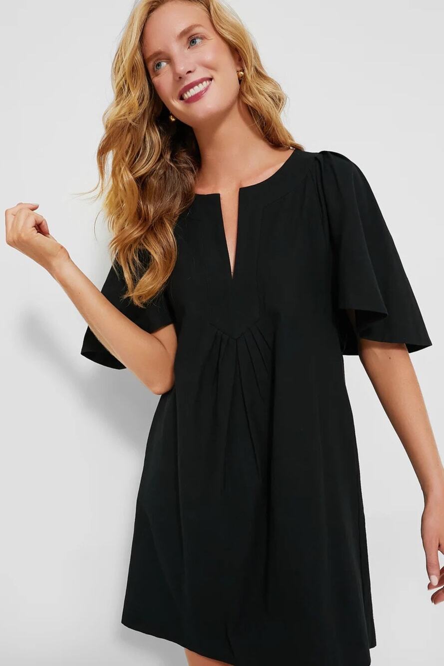 POMANDER PLACE Finley Flutter Sleeve Dress - Black - Large